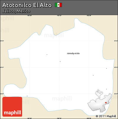 Classic Style Simple Map of Atotonilco El Alto, single color outside