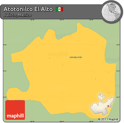Savanna Style Simple Map of Atotonilco El Alto, single color outside