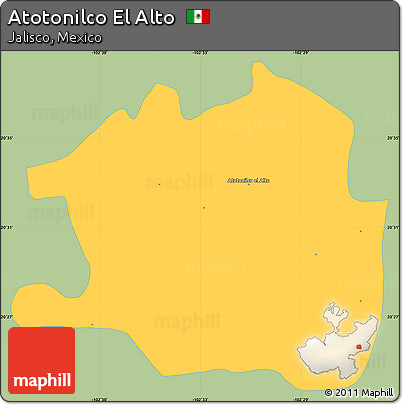 Savanna Style Simple Map of Atotonilco El Alto, single color outside
