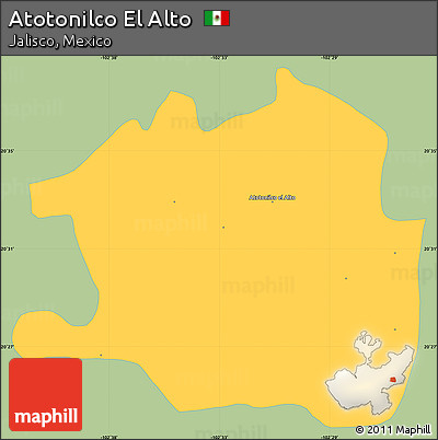 Savanna Style Simple Map of Atotonilco El Alto, single color outside