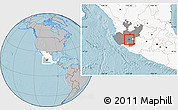 Gray Location Map of Atoyac, highlighted country, highlighted parent region, hill shading