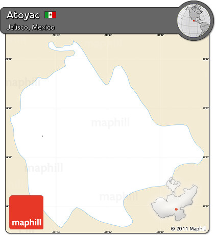 Classic Style Simple Map of Atoyac, single color outside