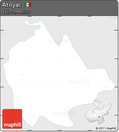 Silver Style Simple Map of Atoyac, single color outside