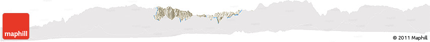 Shaded Relief Horizon Map of Autlan De Navarro, single color outside