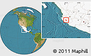 Satellite Location Map of Autlan de Navarro, highlighted country