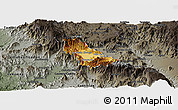 Physical Panoramic Map of Autlan de Navarro, darken, semi-desaturated