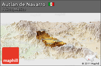 Physical Panoramic Map of Autlan De Navarro, lighten