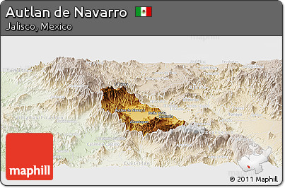 Physical Panoramic Map of Autlan De Navarro, lighten