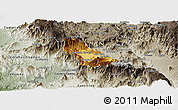 Physical Panoramic Map of Autlan de Navarro, semi-desaturated