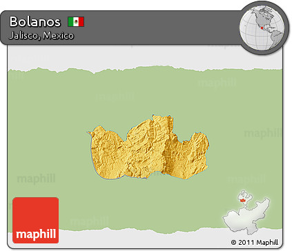 Savanna Style 3D Map of Bolanos, single color outside