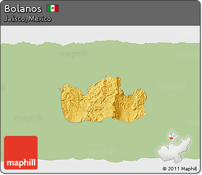 Savanna Style 3D Map of Bolanos, single color outside