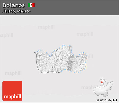 Silver Style 3D Map of Bolanos, single color outside