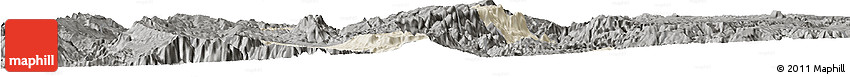 Shaded Relief Horizon Map of Bolanos, darken, semi-desaturated