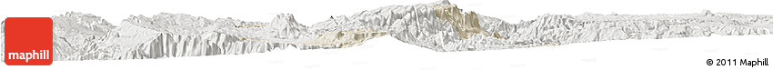 Shaded Relief Horizon Map of Bolanos, lighten, semi-desaturated