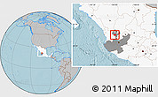 Gray Location Map of Bolanos, highlighted country, highlighted parent region, hill shading