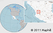 Gray Location Map of Bolanos, highlighted country, hill shading