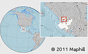 Gray Location Map of Bolanos, highlighted parent region, hill shading