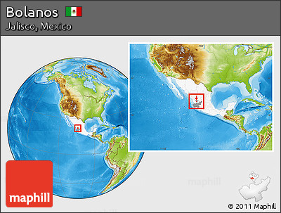 Physical Location Map of Bolanos, highlighted country, highlighted parent region, within the entire country
