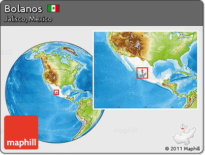 Physical Location Map of Bolanos, highlighted country, highlighted parent region, within the entire country