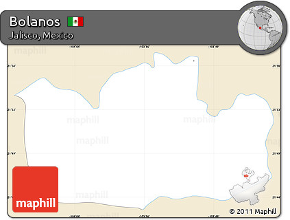 Classic Style Simple Map of Bolanos, single color outside