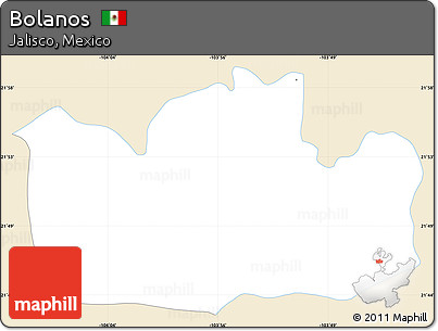 Classic Style Simple Map of Bolanos, single color outside