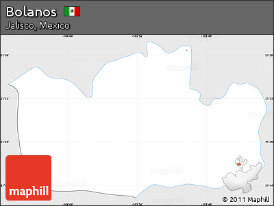 Silver Style Simple Map of Bolanos, single color outside