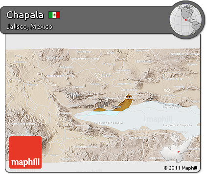 Physical 3D Map of Chapala, lighten