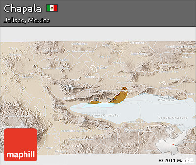 Physical 3D Map of Chapala, lighten