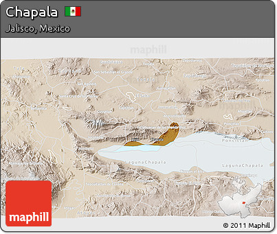 Physical 3D Map of Chapala, lighten