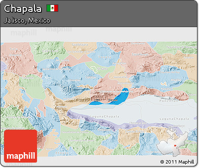 Political 3D Map of Chapala, lighten