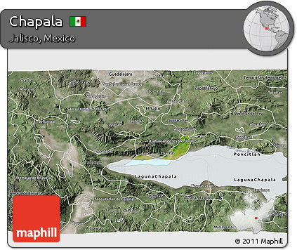 Satellite 3D Map of Chapala, semi-desaturated
