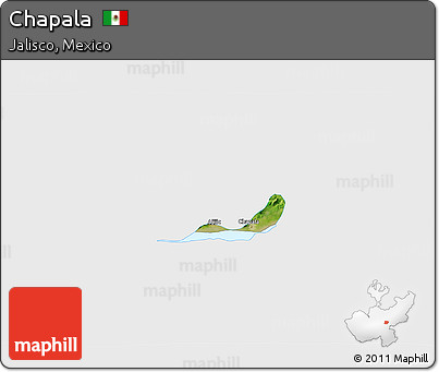 Satellite 3D Map of Chapala, single color outside