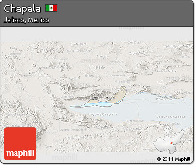 Shaded Relief 3D Map of Chapala, lighten