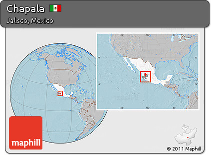 Gray Location Map of Chapala, highlighted country, highlighted parent region, within the entire country, hill shading