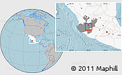 Gray Location Map of Chapala, highlighted country, highlighted parent region, hill shading