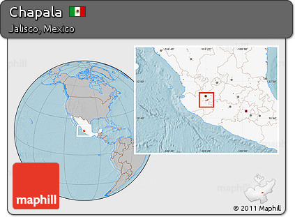 Gray Location Map of Chapala, highlighted country, hill shading
