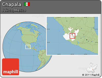 Savanna Style Location Map of Chapala, highlighted parent region