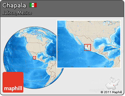 Shaded Relief Location Map of Chapala, highlighted parent region, within the entire country
