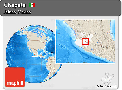 Shaded Relief Location Map of Chapala, highlighted parent region