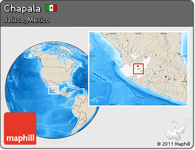 Shaded Relief Location Map of Chapala, highlighted parent region