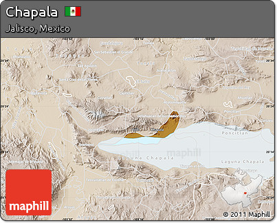 Physical Map of Chapala, lighten