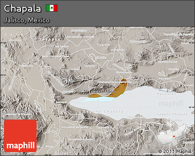 Physical Map of Chapala, lighten, semi-desaturated