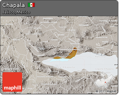 Physical Map of Chapala, lighten, semi-desaturated