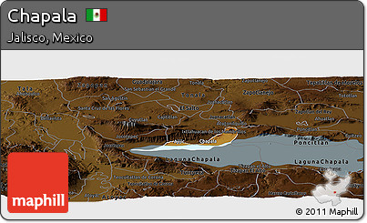 Physical Panoramic Map of Chapala, darken