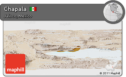 Physical Panoramic Map of Chapala, lighten