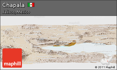Physical Panoramic Map of Chapala, lighten