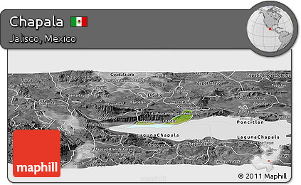 Satellite Panoramic Map of Chapala, desaturated