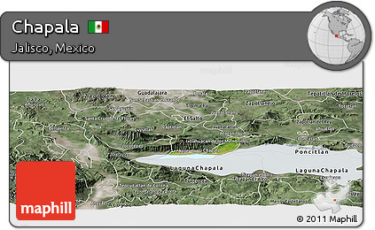 Satellite Panoramic Map of Chapala, semi-desaturated