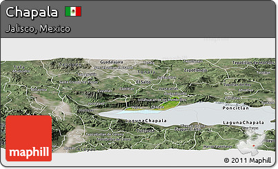 Satellite Panoramic Map of Chapala, semi-desaturated