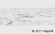 Shaded Relief Panoramic Map of Chapala, lighten, desaturated